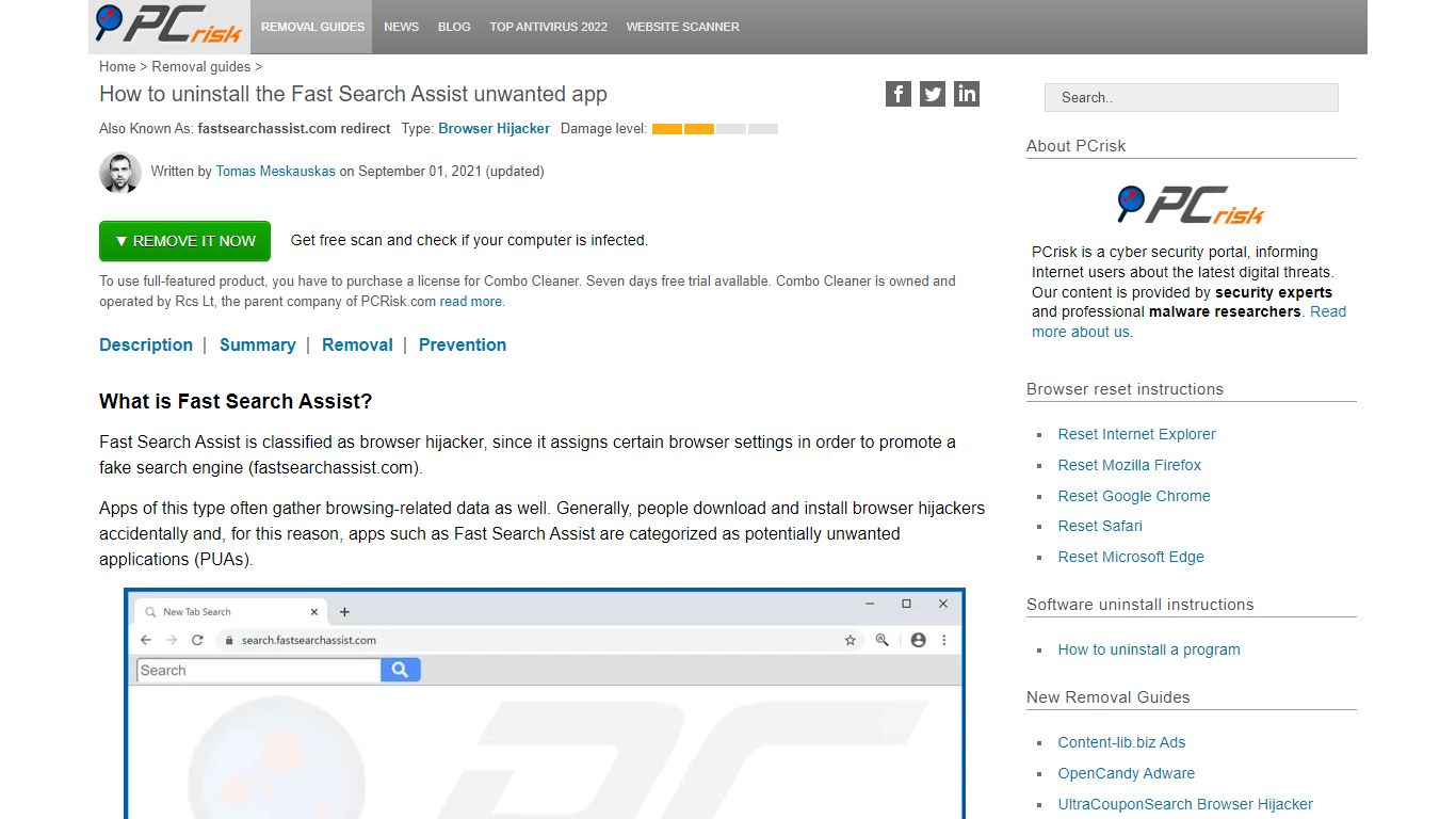 How to get rid of Fast Search Assist Browser Hijacker ...